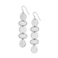 Brighton drop earrings with hammered silver-plated oval and teardrop discs in tiered arrangement on a white background