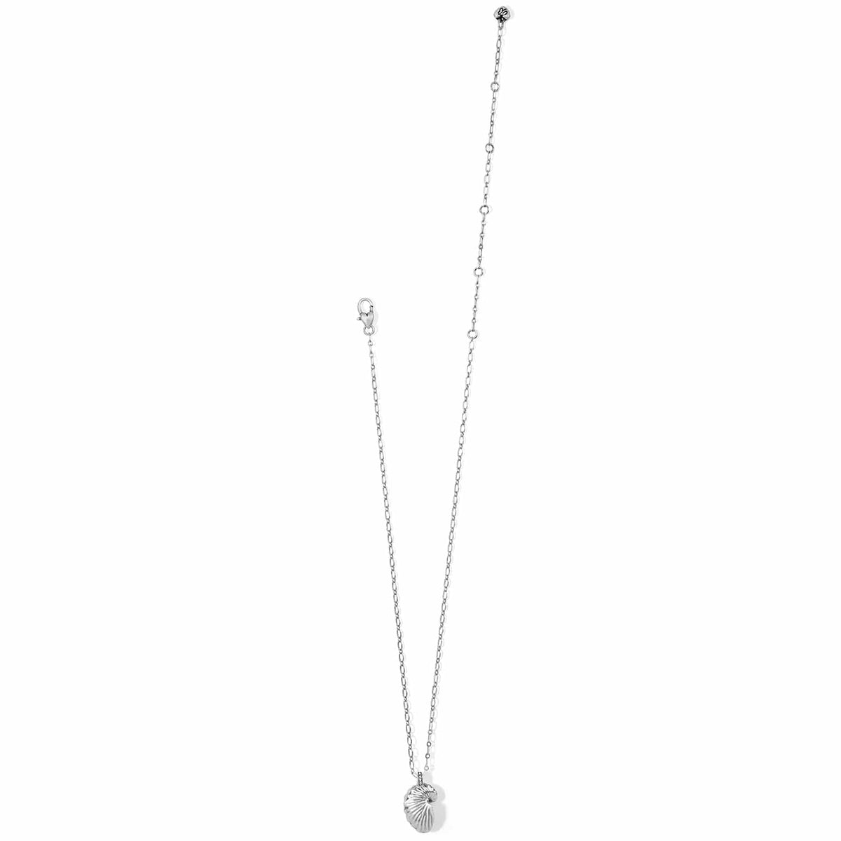 Brighton silver-plated pendant necklace with fluted shell charm and crystal accent on a white background