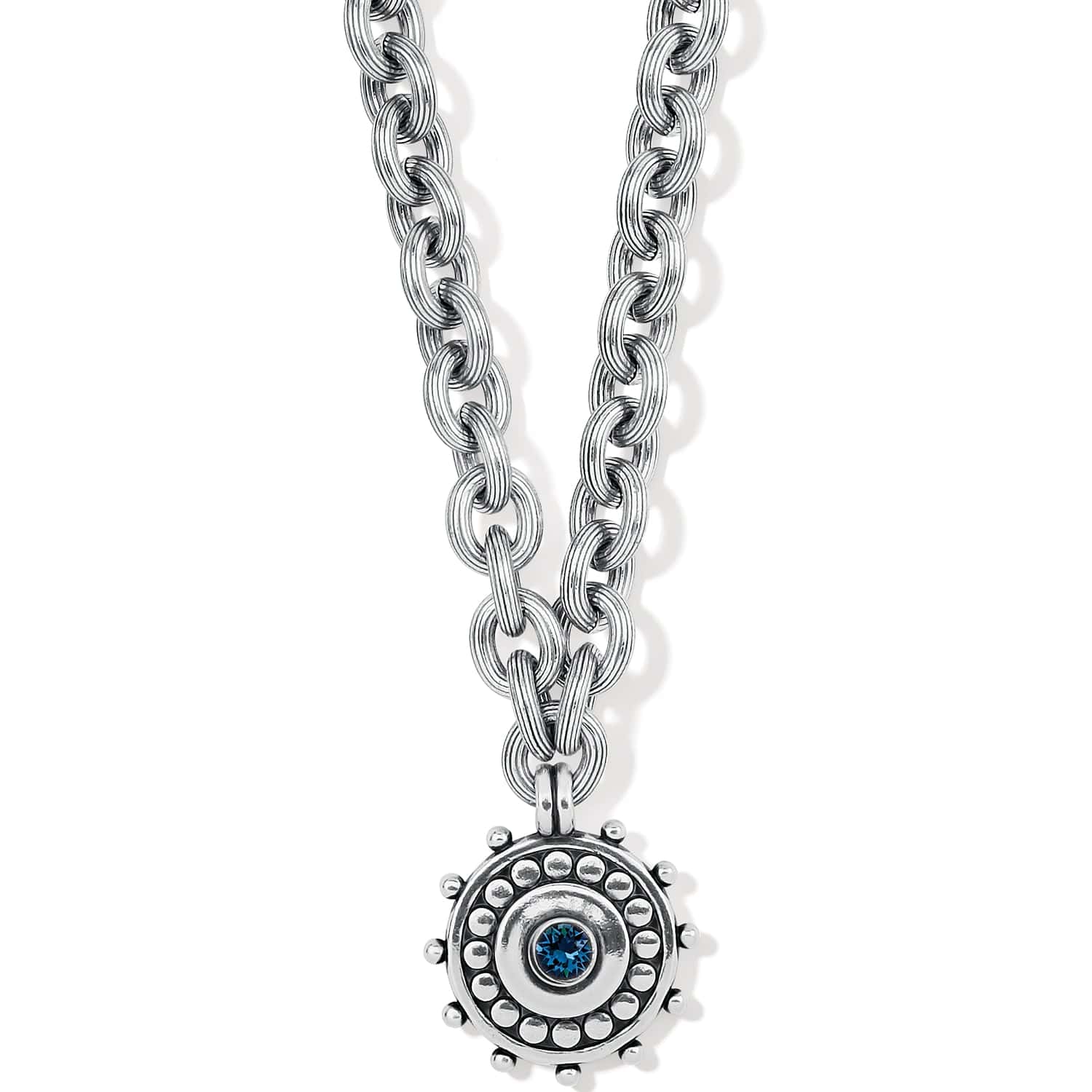 Pebble Dot Medali Reversible Collar Necklace silver-blue 1