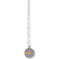 Brighton pendant necklace with silver-plated concentric dot circles surrounding a hammered gold-tone center on a white background