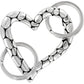 Brighton heart-shaped key fob with silver-plated pebbled texture and two split rings on a white background