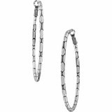 Brighton hoop earrings with silver-plated segmented bamboo-style texture and hinged closures on a white background