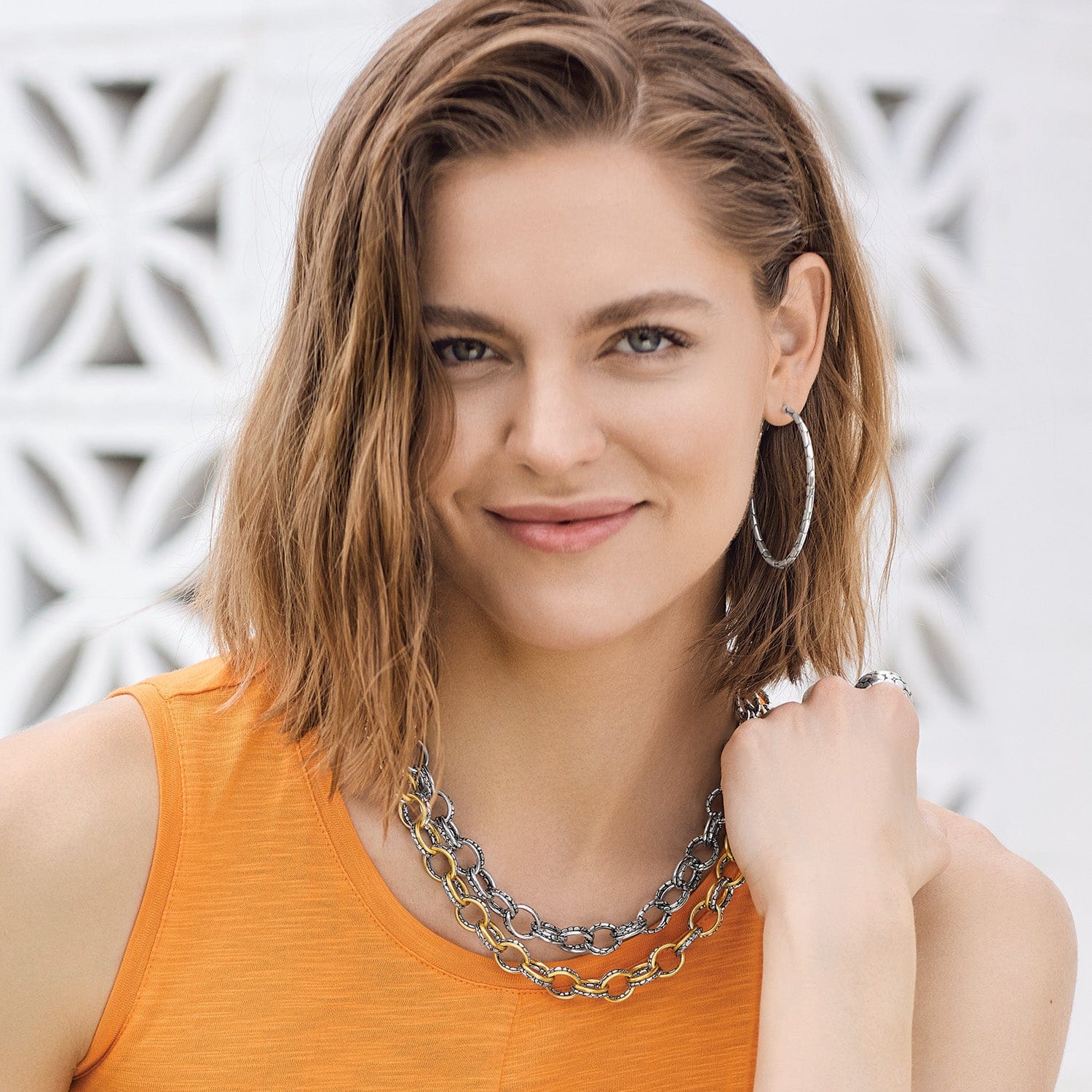 Pebble Link Two Tone Necklace silver-gold 4