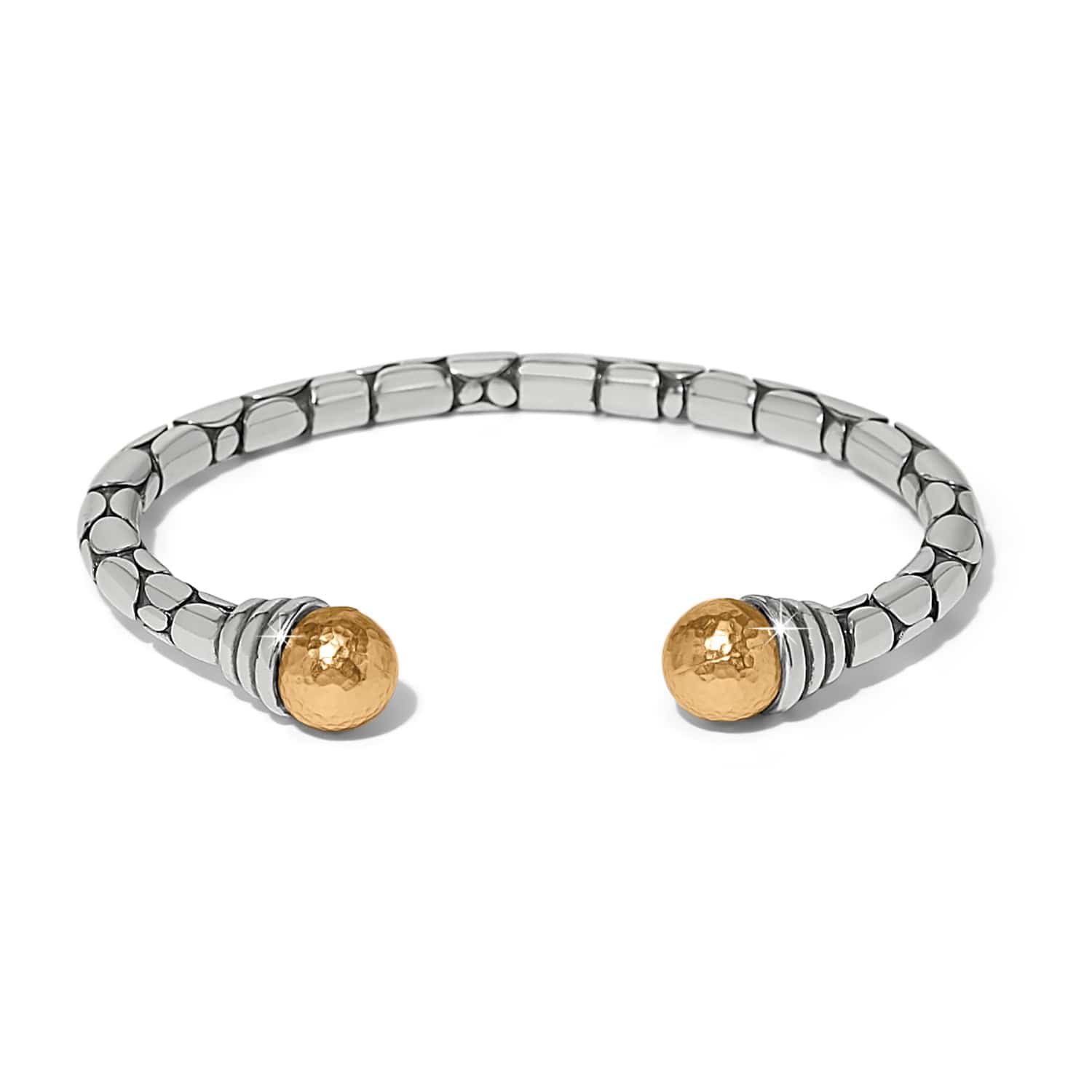 Pebble Link Two Tone Open Flex Cuff Bracelet silver-gold 1