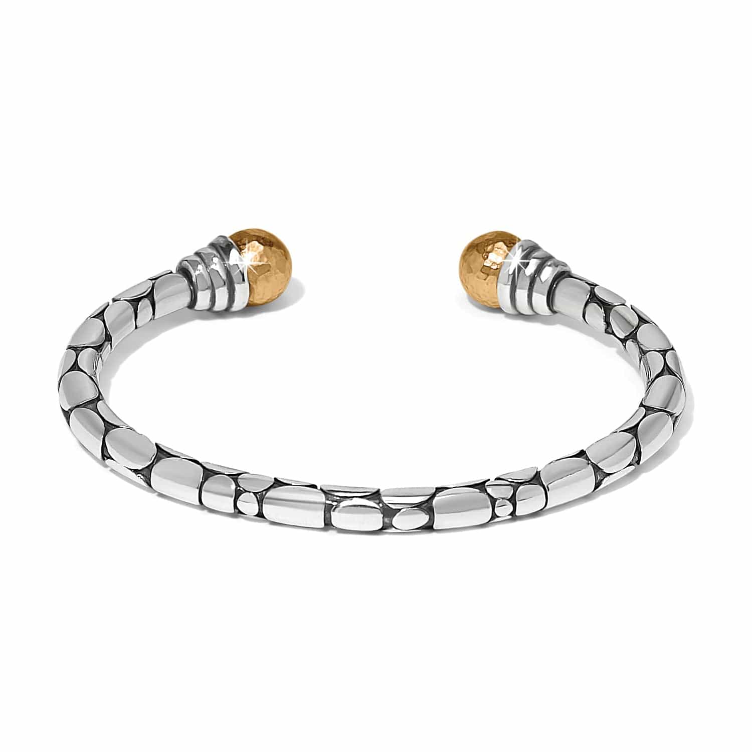 Pebble Link Two Tone Open Flex Cuff Bracelet silver-gold 2