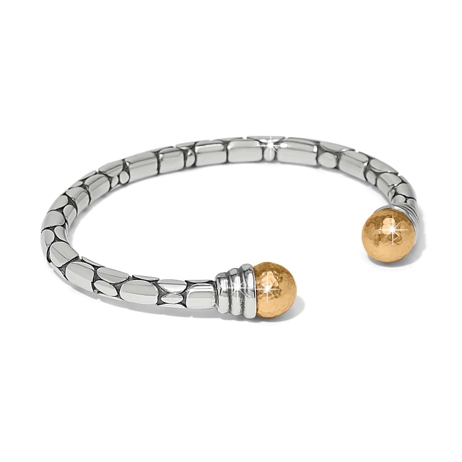 Pebble Link Two Tone Open Flex Cuff Bracelet silver-gold 3