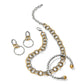Pebble Link Two Tone Open Flex Cuff Bracelet