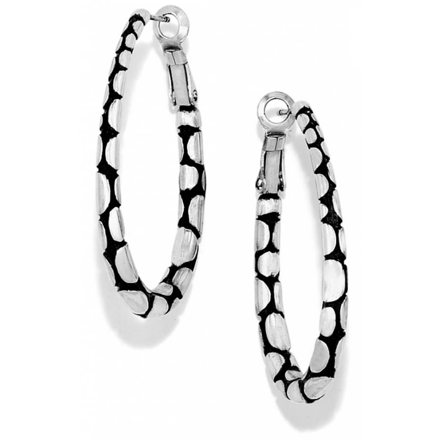 Brighton hoop earrings with silver-plated finish and textured pebbled link pattern on a white background