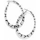 Brighton hoop earrings with silver-plated finish and oval bamboo-style segmented design on a white background