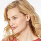 Model wearing a Brighton silver-plated hoop earring with textured detailing along the band