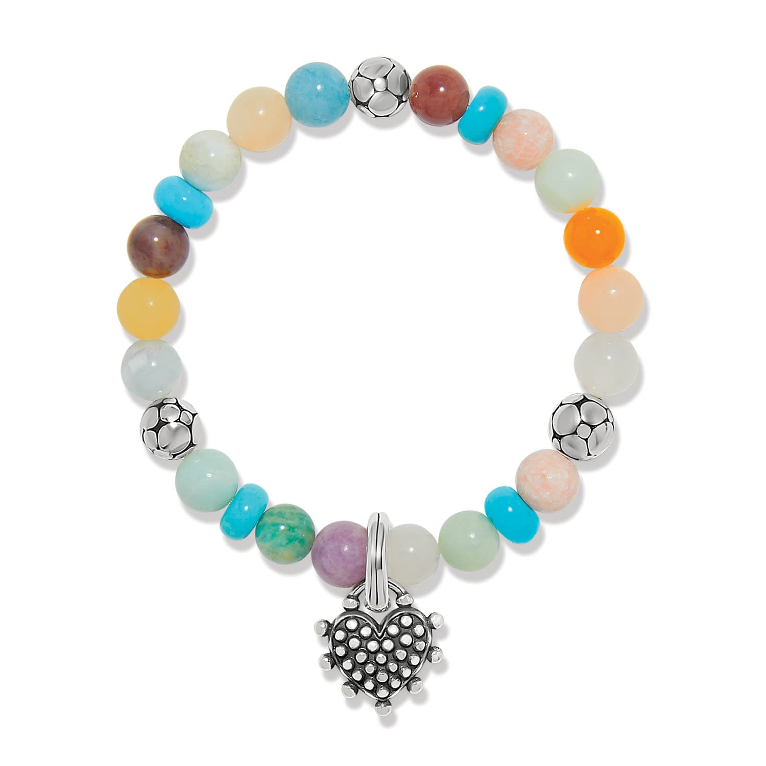 Pebble Sweet Hearts Charm Stretch Bracelet silver-multi 1