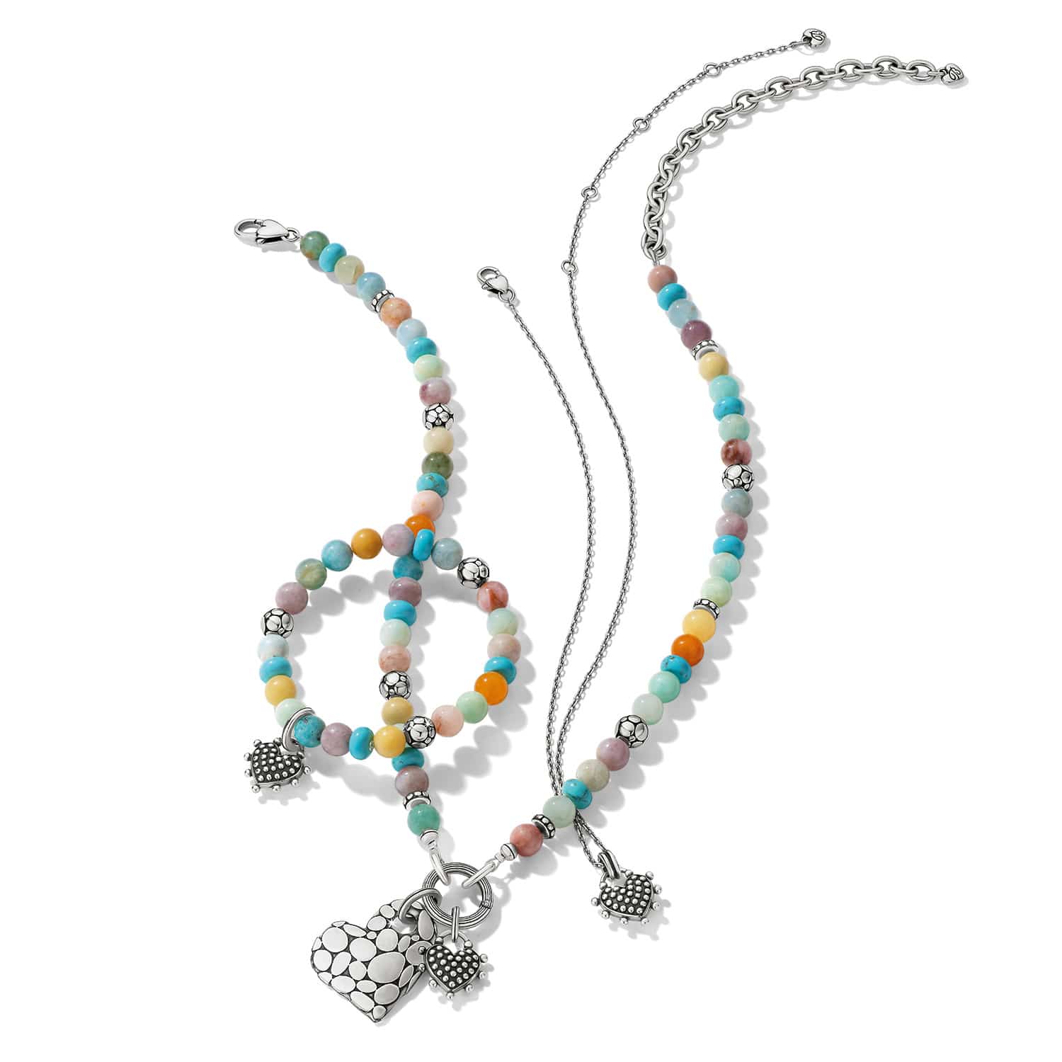 Pebble Sweet Hearts Charm Stretch Bracelet silver-multi 3