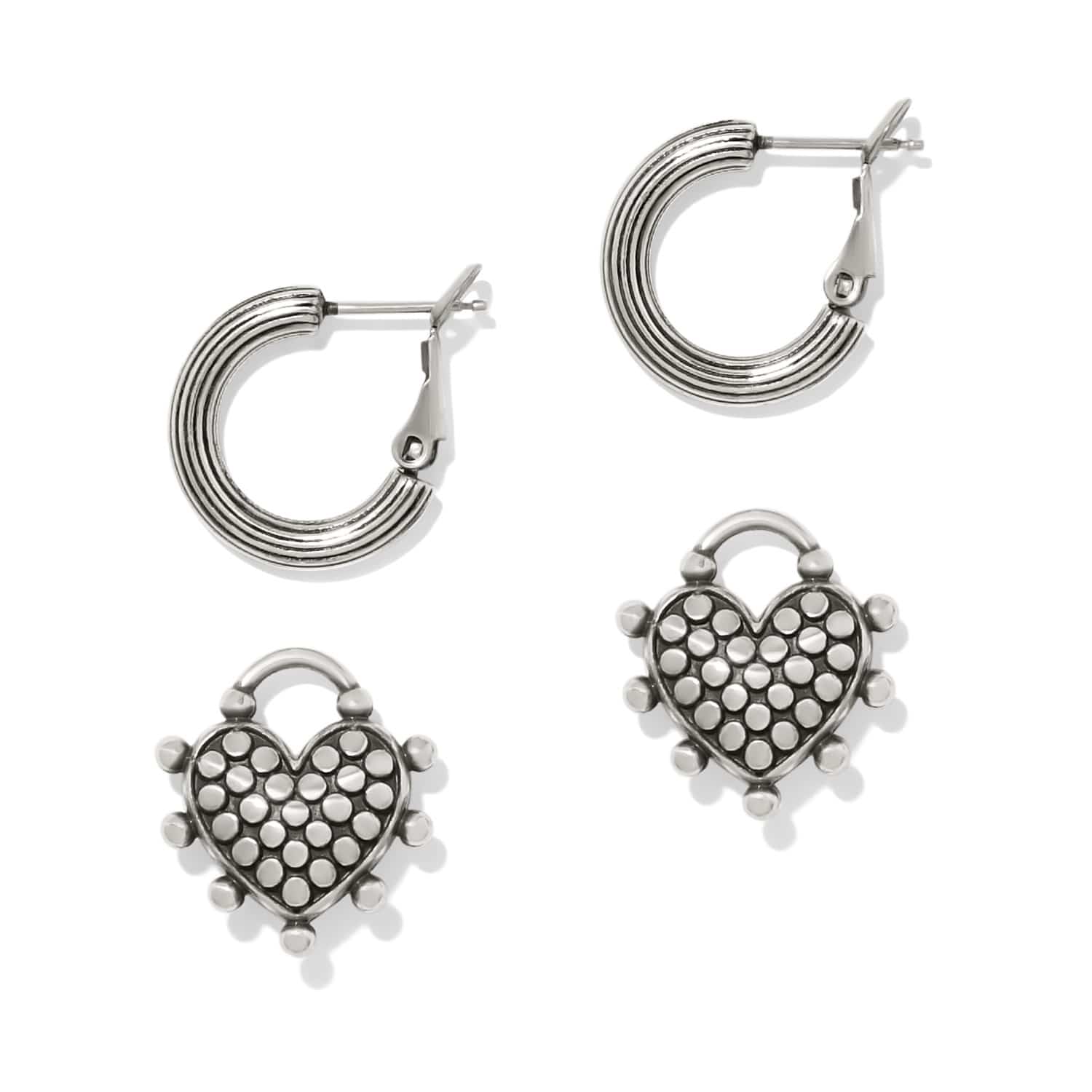 Pebble Sweet Hearts Reversible Charm Hoop Earrings silver 2