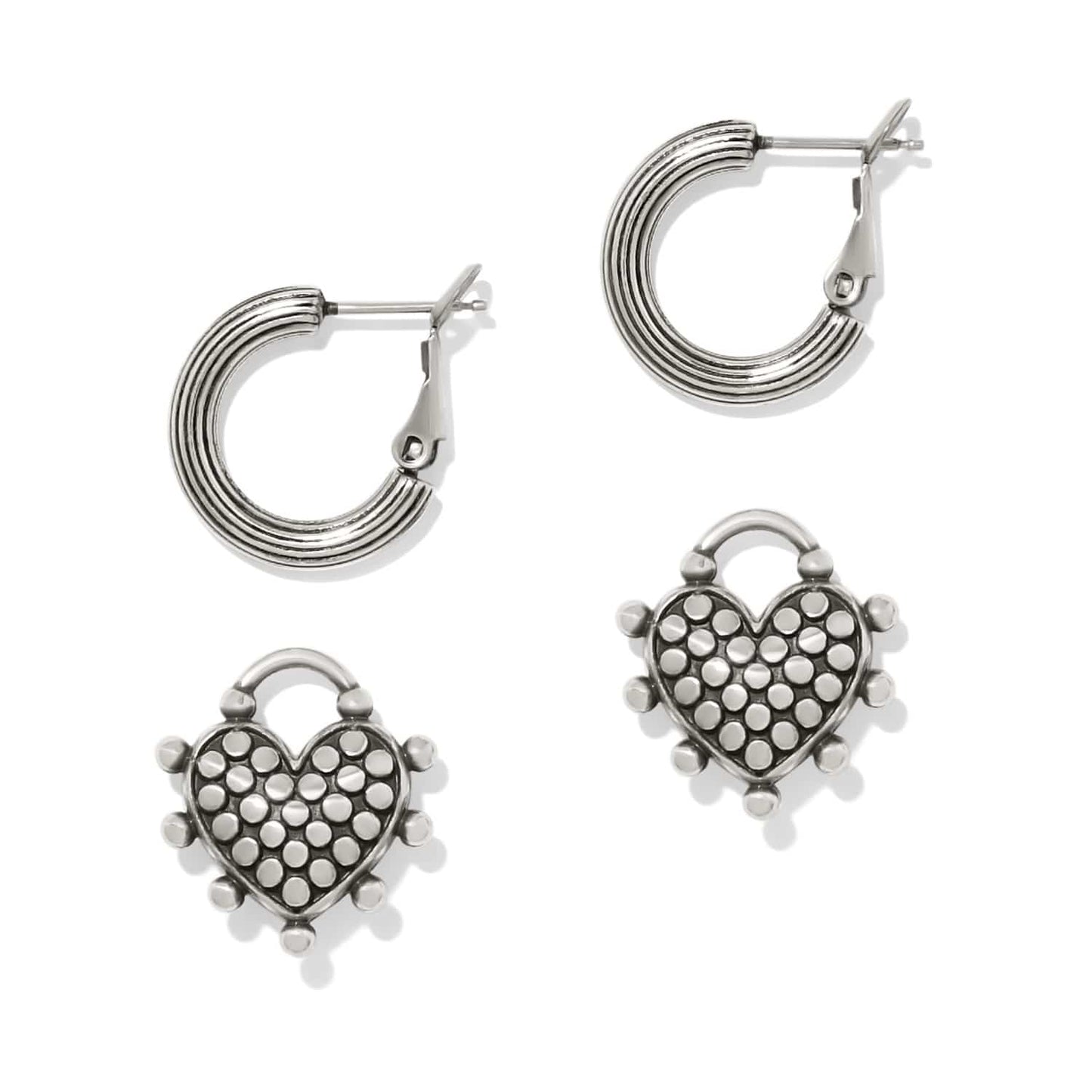 Pebble Sweet Hearts Reversible Charm Hoop Earrings