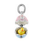 Brighton egg charm shown open with yellow enamel chick inside pink and blue shell halves on a white background