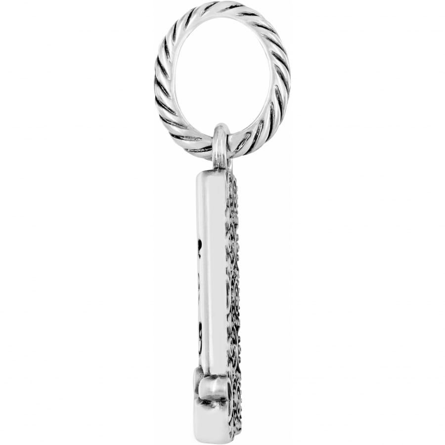 Brighton pendant charm shown from the side with brushed silver rope-textured ring and engraved bar on a white background