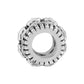 Brighton charm bead with silver-plated ridged edges, crystal accents, and open center hole on a white background
