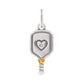 Brighton pickleball paddle charm with silver-tone finish, engraved heart detail, and gold-tone accent on a white background