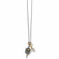 Brighton charm necklace with two-tone pickleball paddle pendant and crystal accent charm on a white background