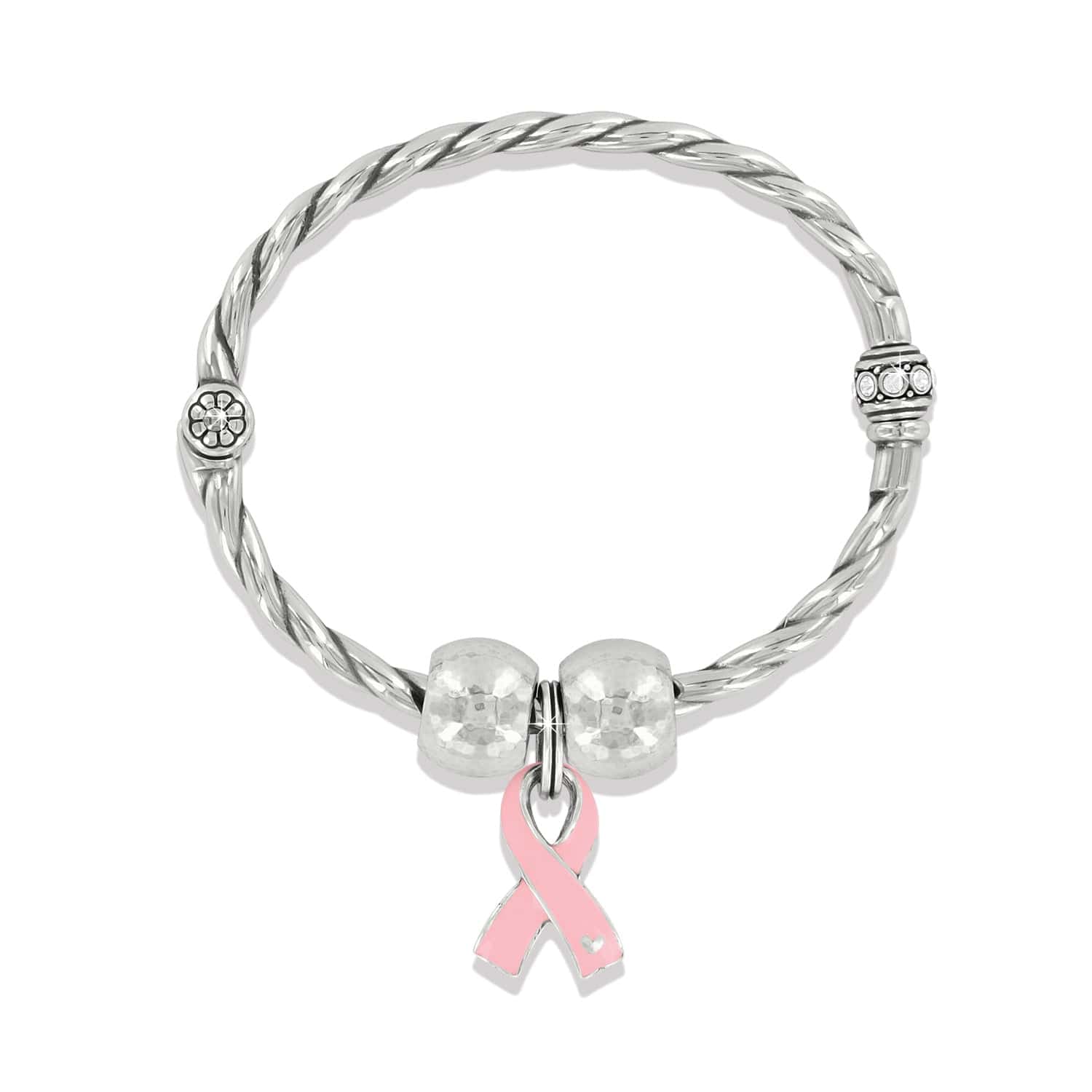 Pink Ribbon Charm Bangle Bracelet silver-pink 1