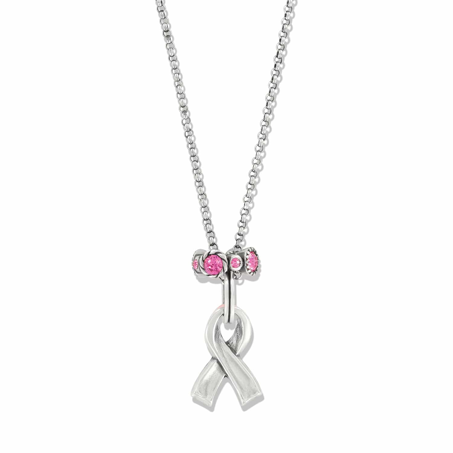 Pink Ribbon Halo Necklace silver-pink 2