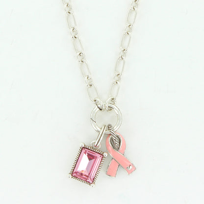 Pink Ribbon Isadora Charm Necklace