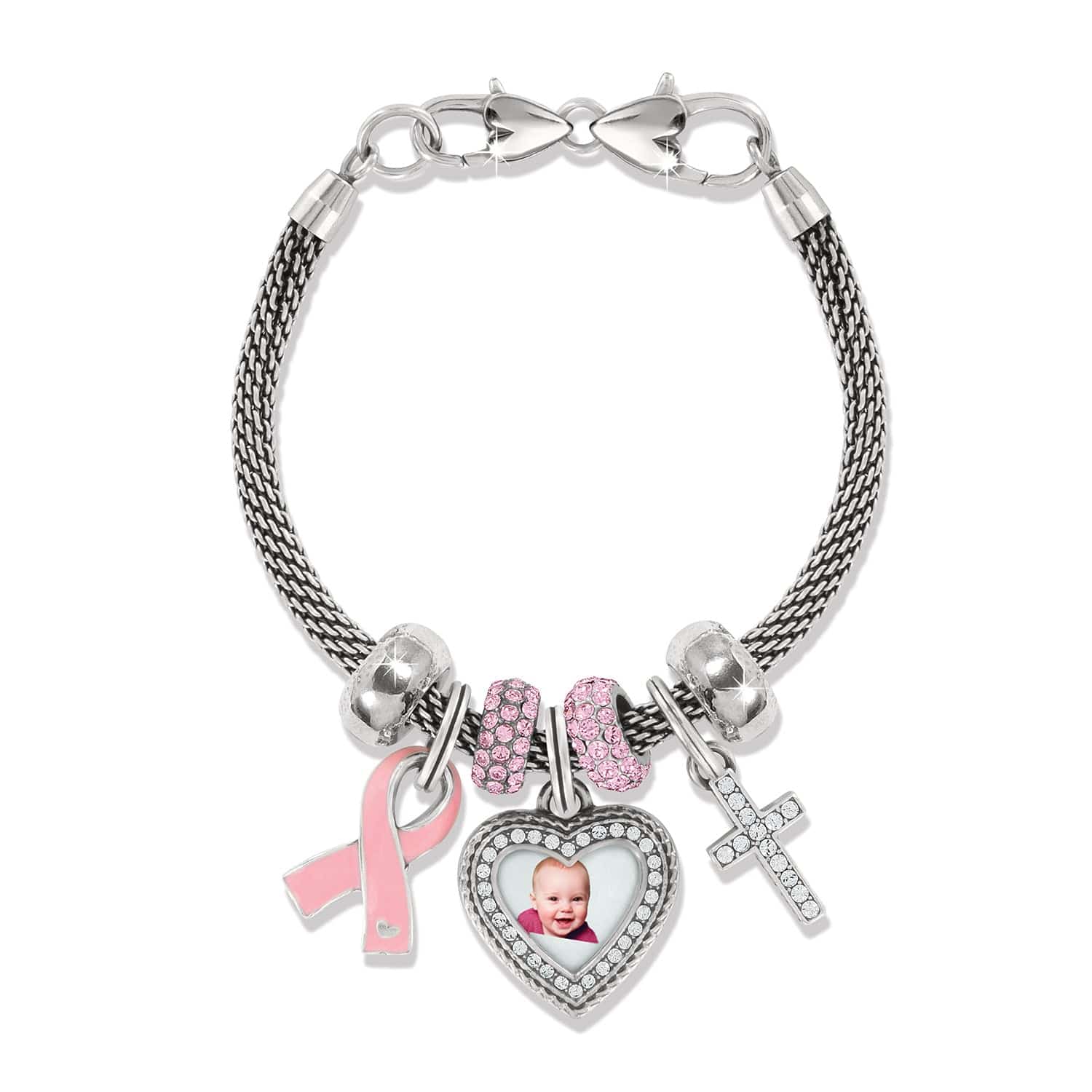 Pink Ribbon Memento Cross Bracelet silver-pink 1