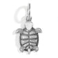 Brighton turtle charm with silver-plated finish, detailed textured shell, and split ring on a white background