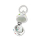 Brighton egg charm shown open with silver-plated finish, polka dot enamel exterior, and bunny inside on a white background