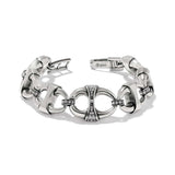 Brighton silver-plated link bracelet with crystal accents and bit-style oval links on a white background