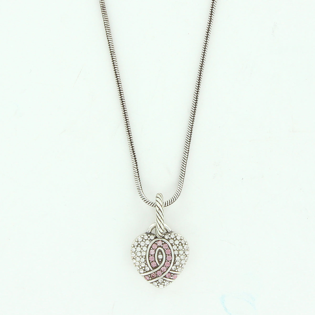 Power Of Pink Heart Charm Necklace silver-pink 1