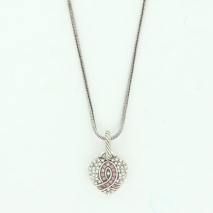 Power Of Pink Heart Charm Necklace