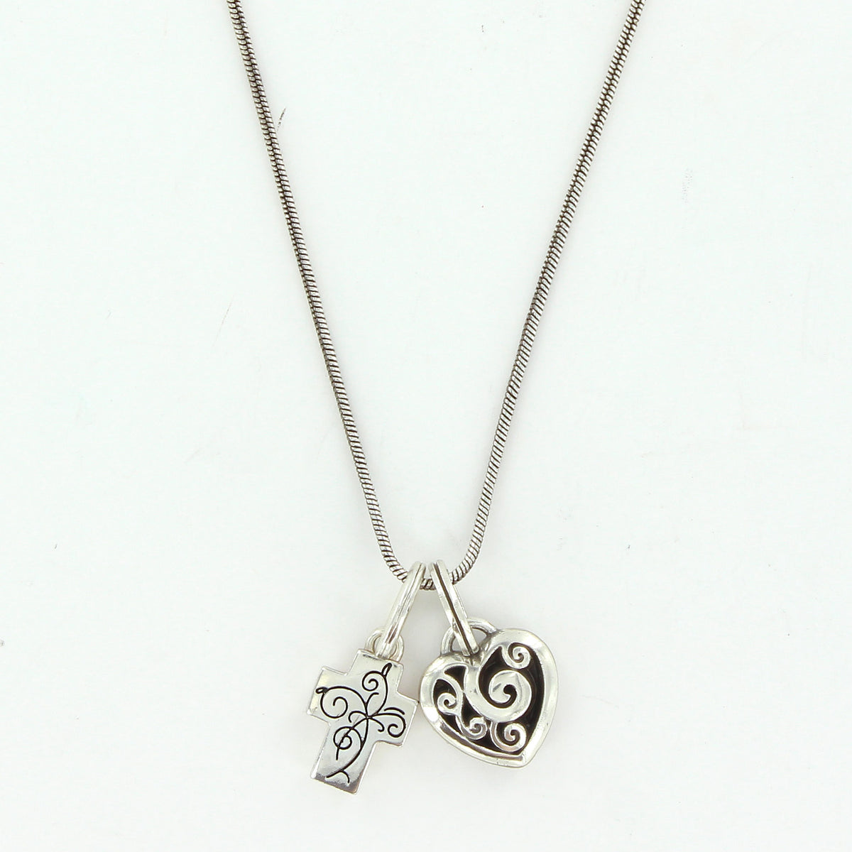 Power Of Pink Heart Cross Charm Necklace silver-pink 2