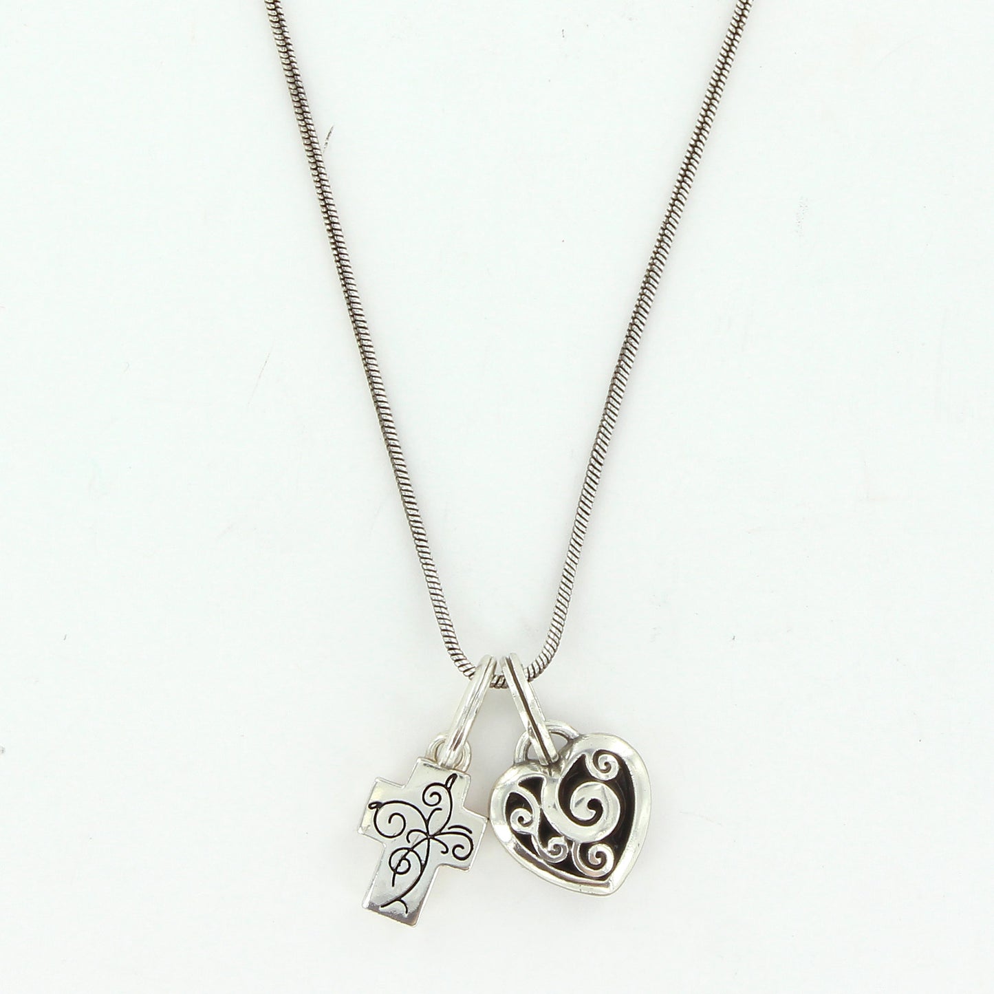 Power Of Pink Heart Cross Charm Necklace