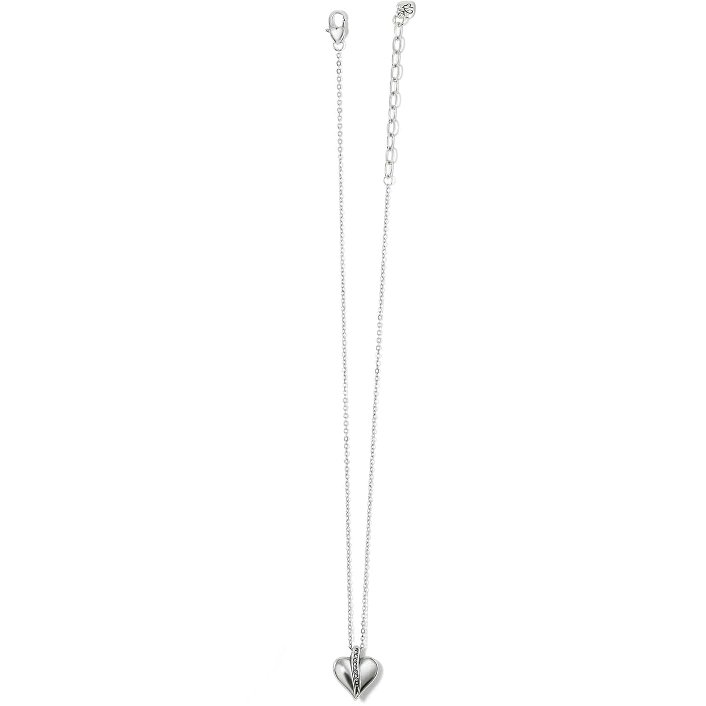 Brighton heart pendant necklace with silver-plated chain, crystal accents, and lobster clasp on a white background