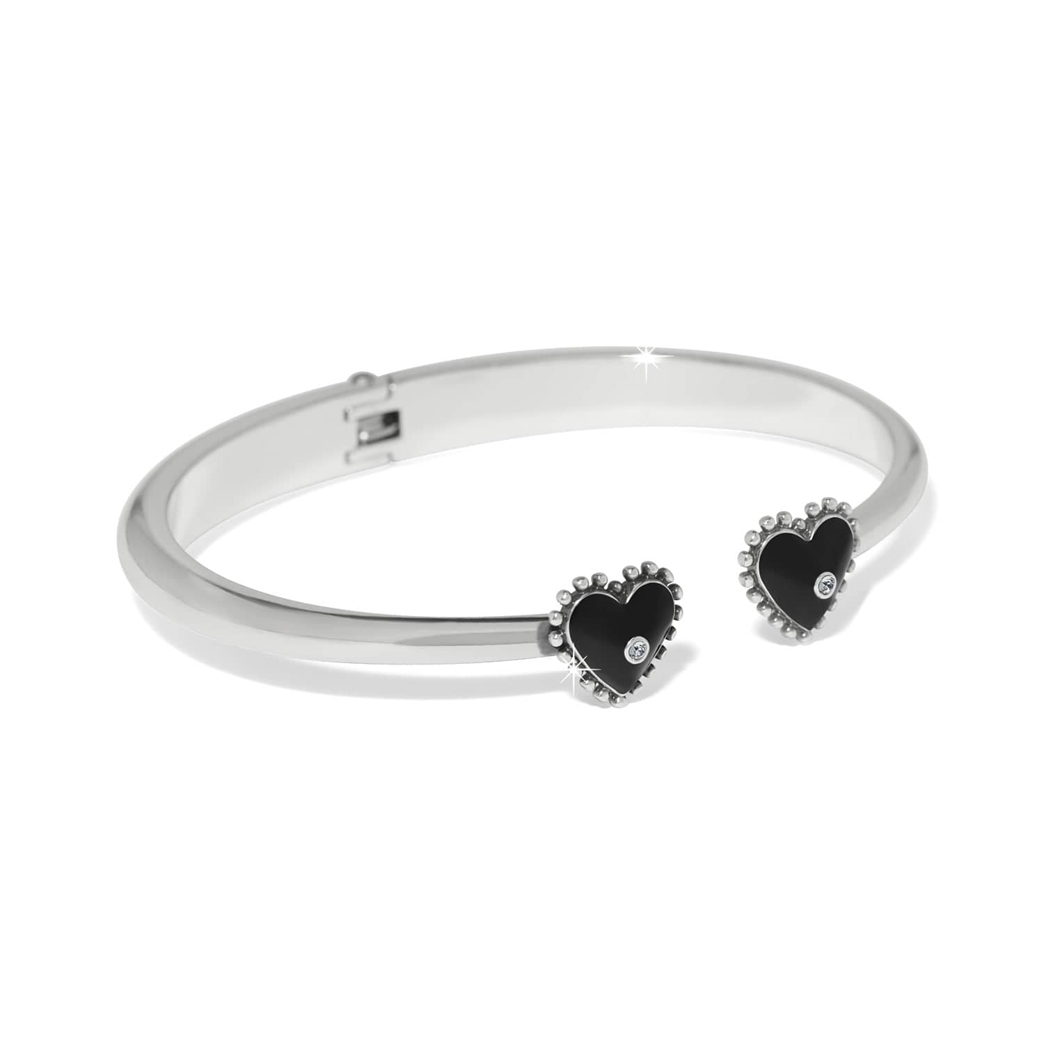 Pretty Tough Amour Heart Open Hinged Bangle silver-black 3