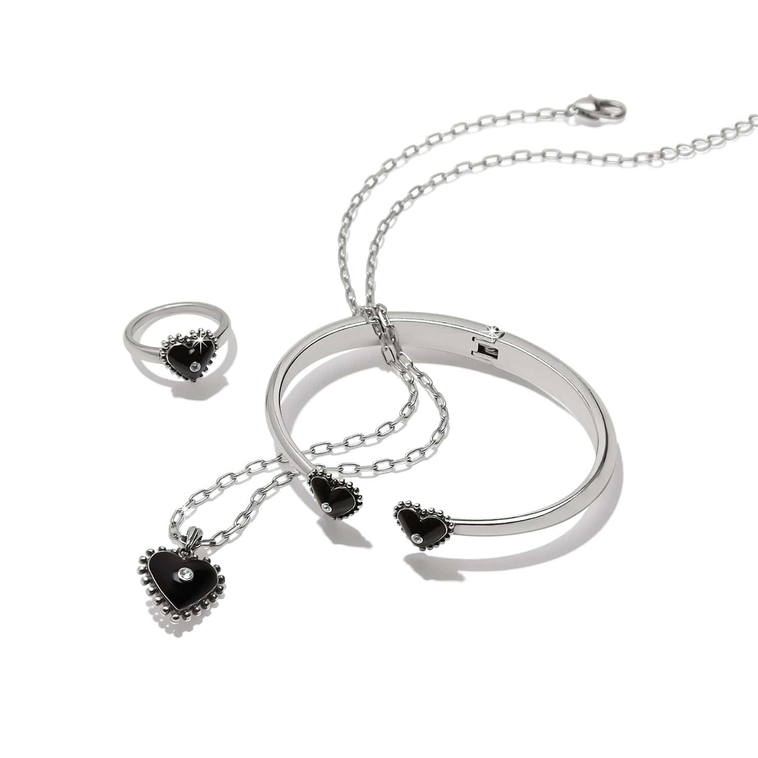 Pretty Tough Amour Heart Open Hinged Bangle - Brighton