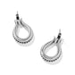 Brighton hoop earrings with silver-plated twisted teardrop design and beaded edge detailing on a white background