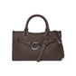 Brighton handbag in brown pebbled leather with studded belt detail, silver-tone hardware, and adjustable strap on a white background