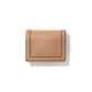Brighton tan pebbled leather trifold wallet shown from the back with stitched border detail on a white background