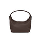 Brighton handbag shown from the back in brown pebbled leather with silver-tone studded trim on a white background