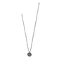 Brighton pendant necklace with silver-plated beaded round pendant and box chain with lobster clasp on a white background