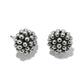 Brighton stud earrings with clustered silver-plated beads forming rounded berry shapes on a white background