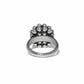 Brighton ring shown from the back with clustered silver-plated beads and ribbed band on a white background