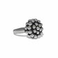 Brighton ring with silver-plated beaded cluster top and ridged band detail on a white background