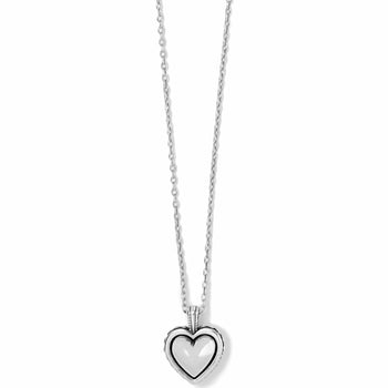 Brighton pendant necklace with silver-plated heart charm and delicate cable chain on a white background