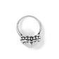 Brighton silver-plated ring shown from the side with beaded band detail and heart accent on a white background
