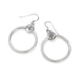Brighton hoop drop earrings with silver-tone rings and engraved floral medallion accents on a white background