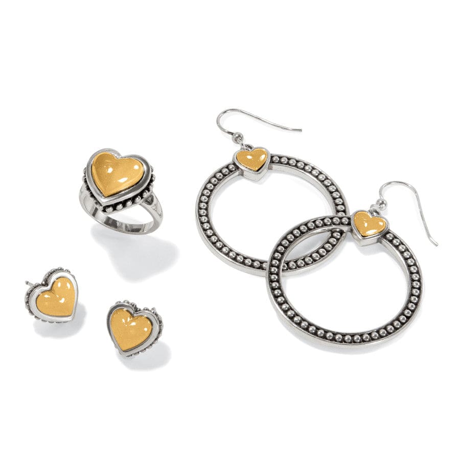 Pretty Tough Bold Heart Two Tone French Wire Earrings silver-gold 3
