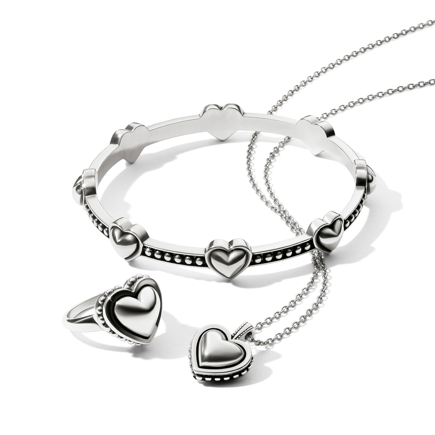 Pretty Tough Bold Petite Heart Bangle silver 3
